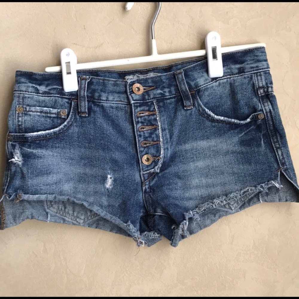 Free people button up jean shorts